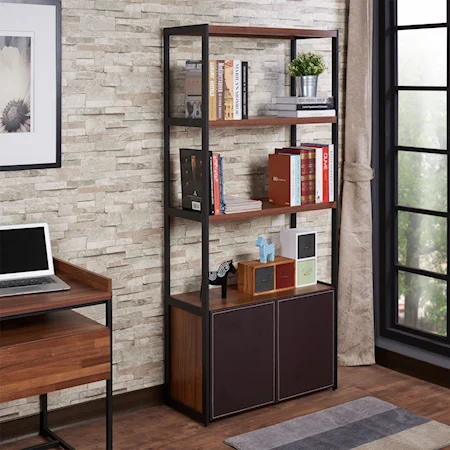 Contemporary Bookcase with Open Shelving and Interior Storage